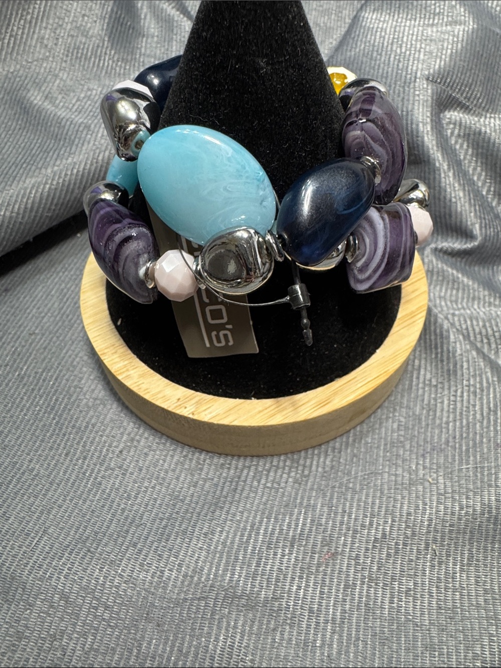 Chico's Aqua and Purple Statement Stretch Bracelet (2) Modern